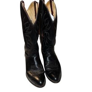 J. Chisholm Black Western Men Leather Boots Size 10 D